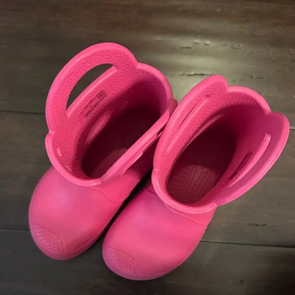 CROCS Kids Fuchsia Rain Boots - Picture 2 of 5
